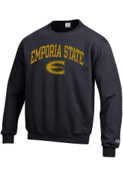Champion Emporia State Hornets Mens Black Arch Mascot Long Sleeve Crew Sweatshirt