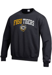 Champion Fort Hays State Tigers Mens Black Arch Mascot Long Sleeve Crew Sweatshirt
