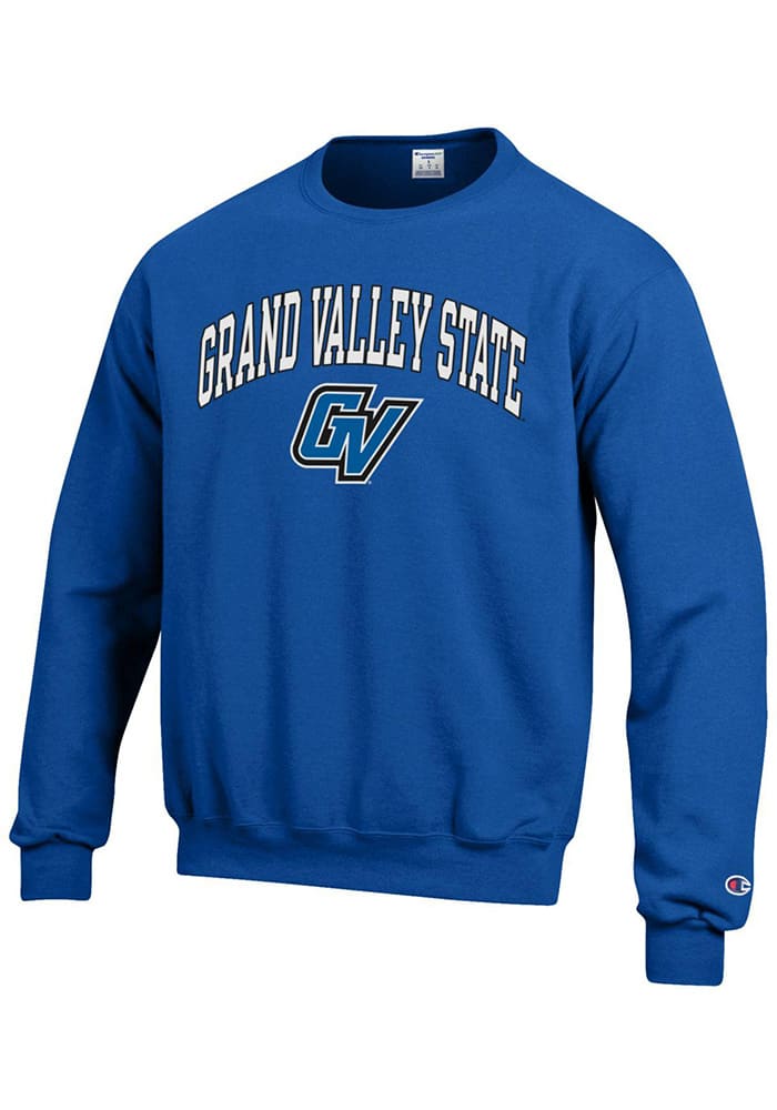 Grand Valley State Lakers Blue Arch Mascot Long Sleeve T Shirt