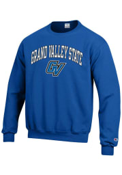 Champion Grand Valley State Lakers Mens Blue Arch Mascot Long Sleeve Crew Sweatshirt