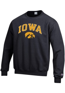 Champion Iowa Hawkeyes Mens Black Arch Mascot Long Sleeve Crew Sweatshirt