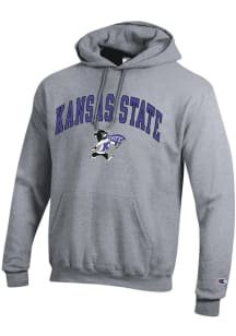 Champion K-State Wildcats Mens Grey Arch Mascot Long Sleeve Hoodie