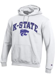 Champion K-State Wildcats Mens White Arch Mascot Long Sleeve Hoodie