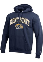 Champion Kent State Golden Flashes Mens Navy Blue Arch Mascot Long Sleeve Hoodie
