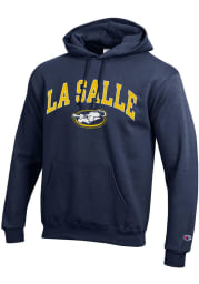 Champion La Salle Explorers Mens Navy Blue Arch Mascot Long Sleeve Hoodie