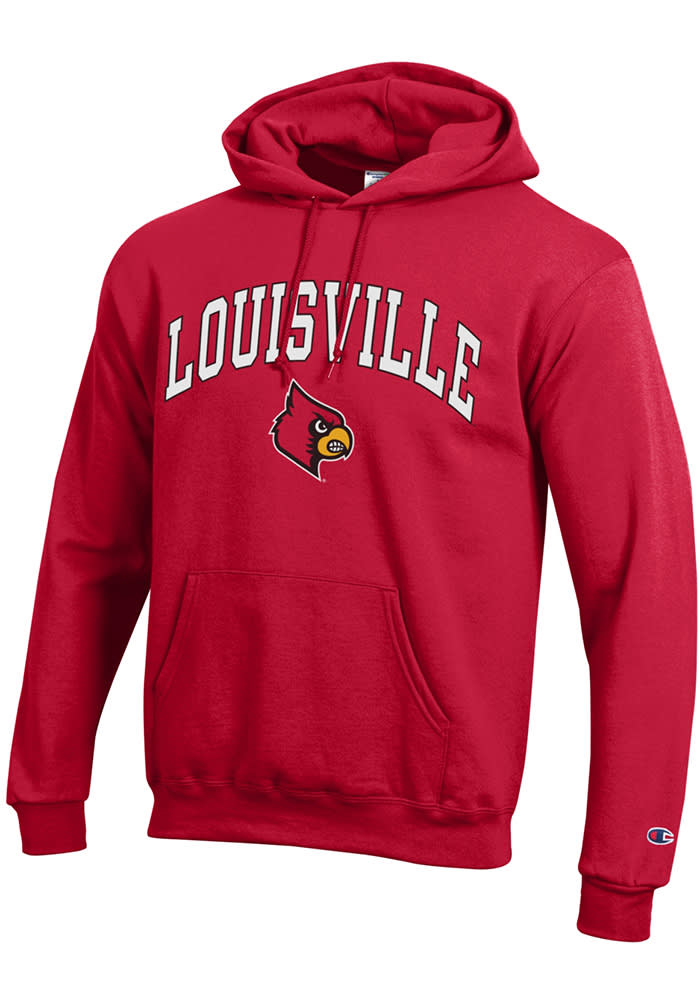 Champion Louisville Cardinals Mens Red Arch Mascot Long Sleeve Hoodie