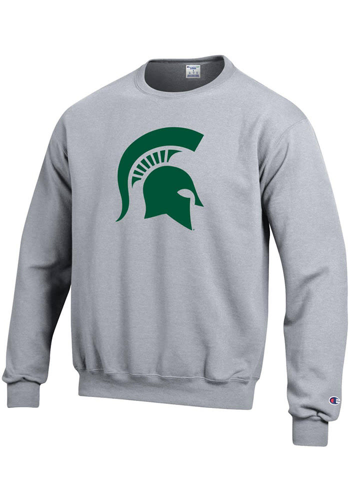 Champion Michigan State Spartans Mens Grey Big Logo Long Sleeve Crew Sweatshirt