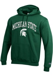 Champion Michigan State Spartans Mens Green Arch Mascot Long Sleeve Hoodie
