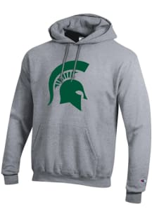 Mens Michigan State Spartans Grey Champion Big Logo Hooded Sweatshirt