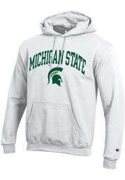 Champion Michigan State Spartans Mens White Arch Mascot Long Sleeve Hoodie