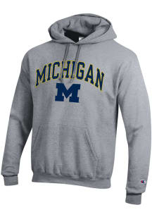 Mens Michigan Wolverines Grey Champion Arch Mascot Hooded Sweatshirt
