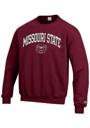 Champion Missouri State Bears Mens Maroon Arch Mascot Long Sleeve Crew Sweatshirt