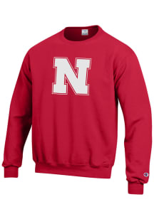 Champion Nebraska Cornhuskers Mens Red Big Logo Long Sleeve Crew Sweatshirt