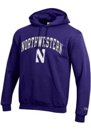 Champion Northwestern Wildcats Mens Purple Arch Mascot Long Sleeve Hoodie