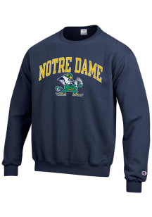Champion Notre Dame Fighting Irish Mens Navy Blue Arch Mascot Long Sleeve Crew Sweatshirt