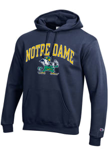 Champion Notre Dame Fighting Irish Mens Navy Blue Arch Mascot Long Sleeve Hoodie