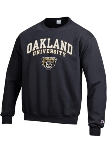 Champion Oakland University Golden Grizzlies Mens Black Arch Mascot Long Sleeve Crew Sweatshirt