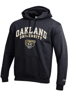 Champion Oakland University Golden Grizzlies Mens Black Arch Mascot Long Sleeve Hoodie