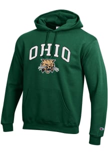 Champion Ohio Bobcats Mens Green Arch Mascot Long Sleeve Hoodie