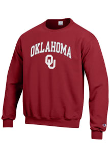 Champion Oklahoma Sooners Mens Crimson Arch Mascot Long Sleeve Crew Sweatshirt