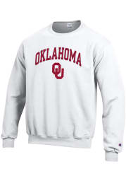 Champion Oklahoma Sooners Mens White Arch Mascot Long Sleeve Crew Sweatshirt