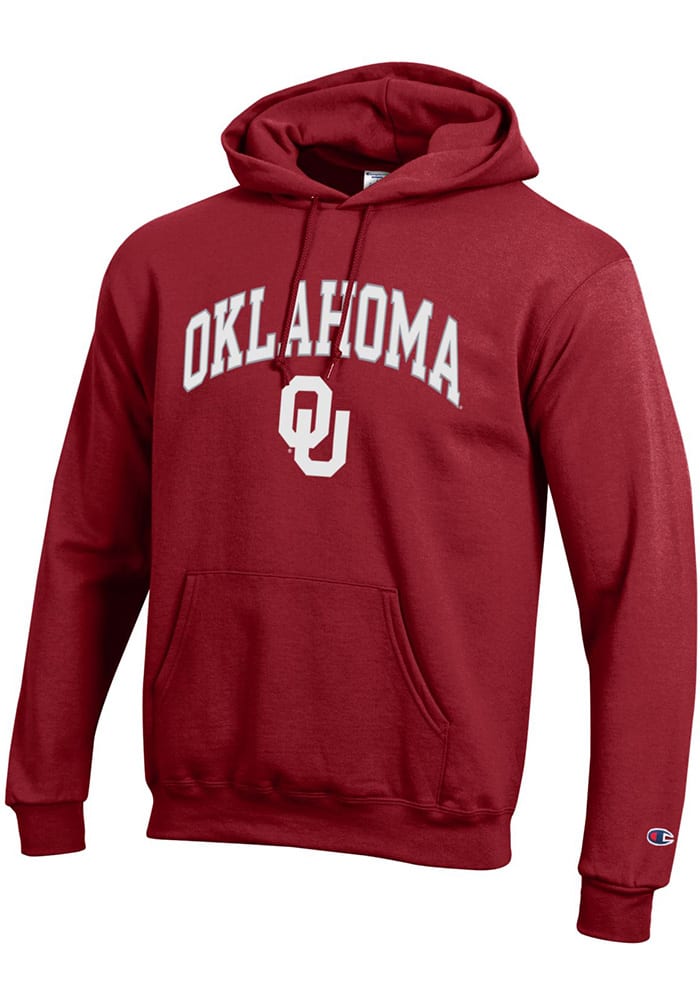 Champion Oklahoma Sooners Mens Crimson Arch Mascot Long Sleeve Hoodie