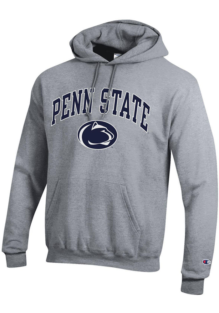 Champion Penn State Nittany Lions Mens Grey Arch Mascot Long Sleeve Hoodie