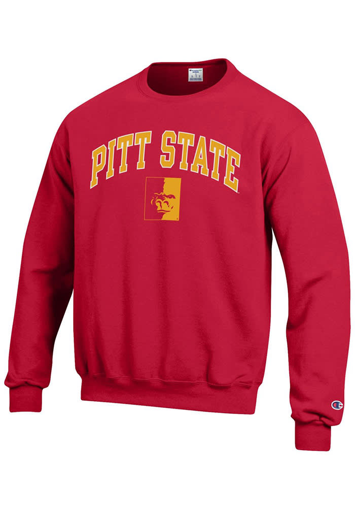 Champion Pitt State Gorillas Mens Red Arch Mascot Long Sleeve Crew Sweatshirt