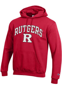 Mens Rutgers Scarlet Knights Red Champion Arch Mascot Hooded Sweatshirt