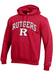 Champion Rutgers Scarlet Knights Mens Red Arch Mascot Long Sleeve Hoodie