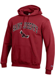 Champion Saint Josephs Hawks Mens Cardinal Arch Mascot Long Sleeve Hoodie