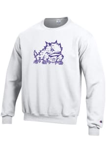 Champion TCU Horned Frogs Mens White Big Logo Long Sleeve Crew Sweatshirt