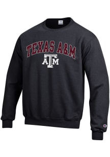 Champion Texas A&amp;M Aggies Mens Black Arch Mascot Long Sleeve Crew Sweatshirt
