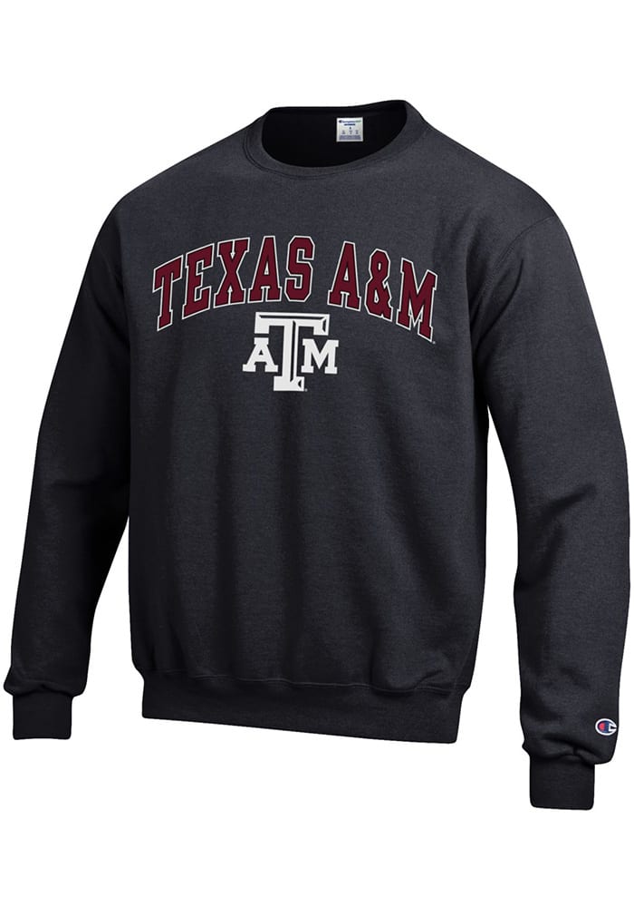 Champion Texas A&M Aggies Mens Black Arch Mascot Long Sleeve Crew Sweatshirt