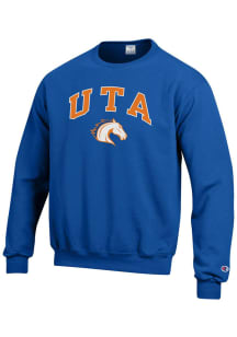 Champion UTA Mavericks Mens Blue Arch Mascot Long Sleeve Crew Sweatshirt