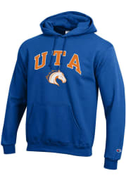 Champion UTA Mavericks Mens Blue Arch Mascot Long Sleeve Hoodie