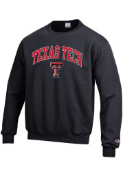Champion Texas Tech Red Raiders Mens Black Arch Mascot Long Sleeve Crew Sweatshirt