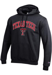 Champion Texas Tech Red Raiders Mens Black Arch Mascot Long Sleeve Hoodie