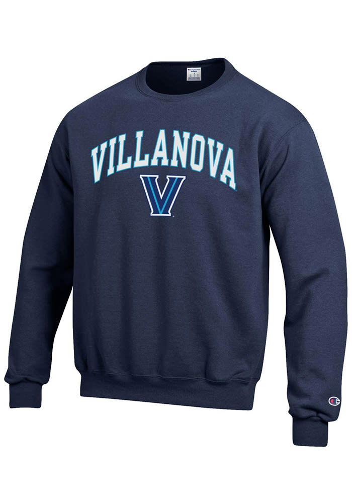 Champion Villanova Wildcats Mens Navy Blue Arch Mascot Long Sleeve Crew Sweatshirt
