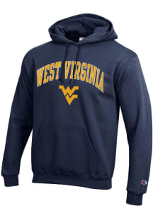 Champion West Virginia Mountaineers Mens Navy Blue Arch Mascot Long Sleeve Hoodie