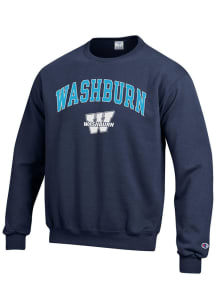 Champion Washburn Ichabods Mens Navy Blue Arch Mascot Long Sleeve Crew Sweatshirt