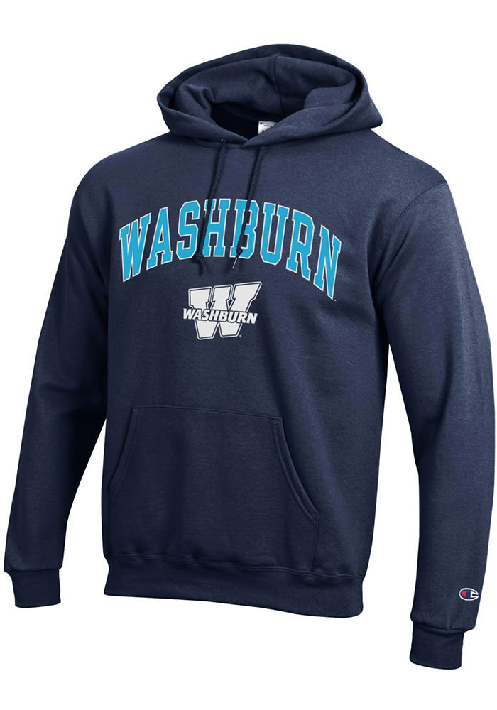 Champion Washburn Ichabods Mens Navy Blue Arch Mascot Long Sleeve Hoodie