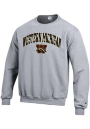 Champion Western Michigan Broncos Mens Grey Arch Mascot Long Sleeve Crew Sweatshirt