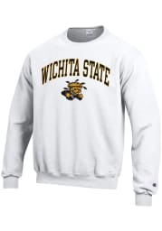 Champion Wichita State Shockers Mens White Arch Mascot Long Sleeve Crew Sweatshirt