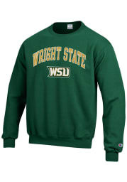 Champion Wright State Raiders Mens Green Arch Mascot Long Sleeve Crew Sweatshirt