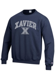 Champion Xavier Musketeers Mens Navy Blue Arch Mascot Long Sleeve Crew Sweatshirt
