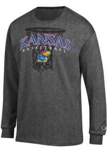Champion Kansas Jayhawks Grey Coached Long Sleeve T Shirt