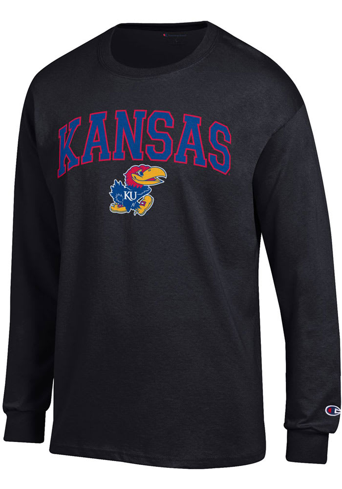 Champion Kansas Jayhawks Black Midsize Logo Long Sleeve T Shirt