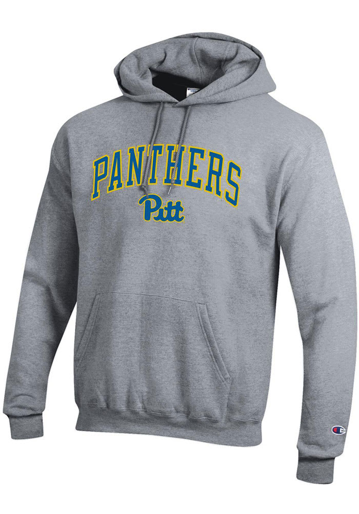 Champion Pitt Panthers Mens Grey Arch Mascot Long Sleeve Hoodie
