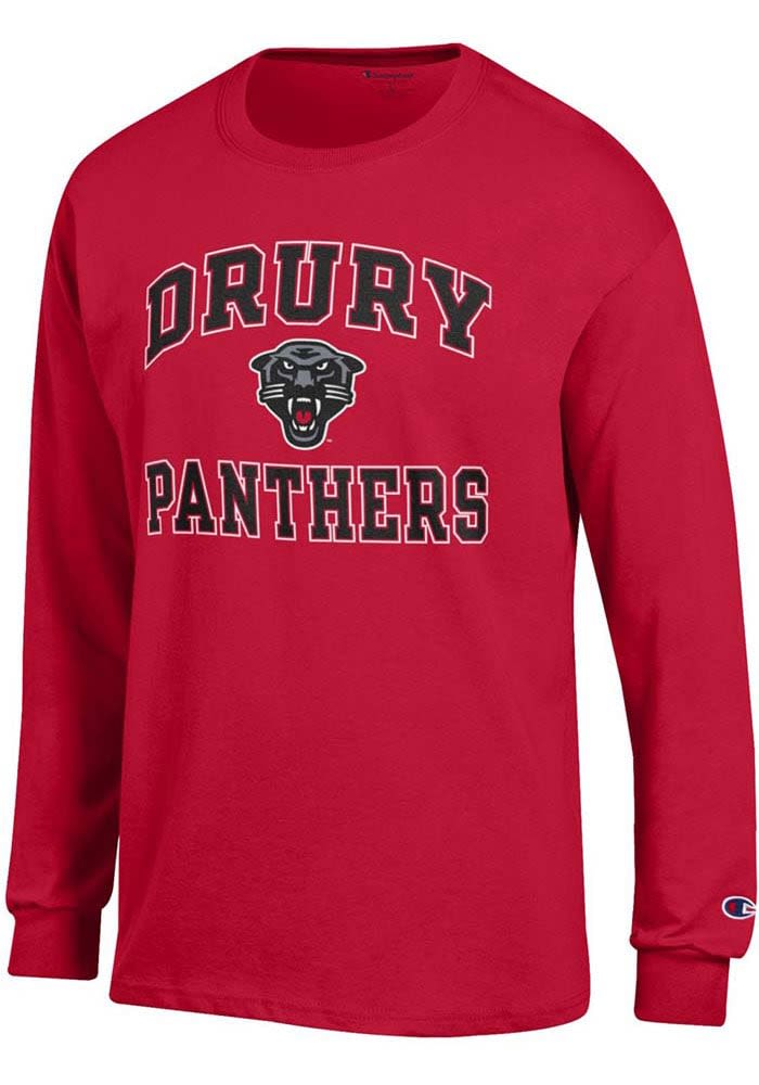 Champion Drury Panthers No1 Design Long Sleeve T Shirt RED